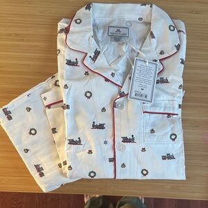 Petite Plume White Train Print Kids Pajama Set